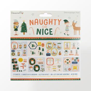 Dovecraft Paper Decoupage Pad  "Naughty or Nice" 8x8"