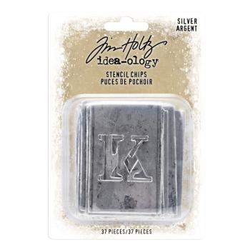 Tim Holtz - Idea Ology "Stencil Chips Silver" - Buchstaben