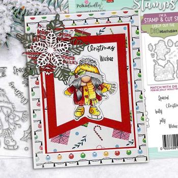Polkadoodles Dies "Gnome Jolly Holly Wishes" Stanzschablonen