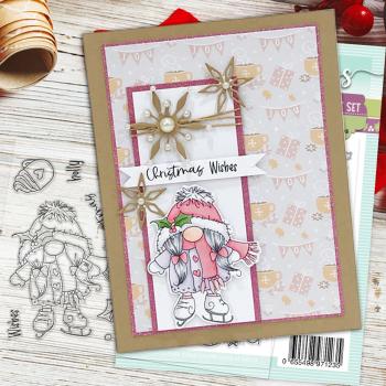 Polkadoodles Dies "Gnome Jolly Holly Wishes" Stanzschablonen
