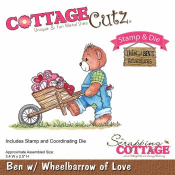 Scrapping Cottage Die & Clear Stamp - CottageCutz Ben with Wheelbarrow of Love
