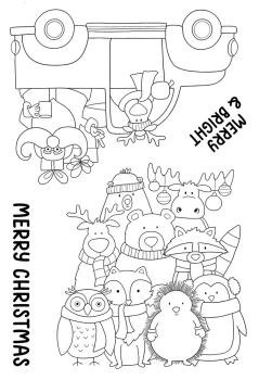 Janes Doodles " Be Merry" Clear Stamp - Stempelset
