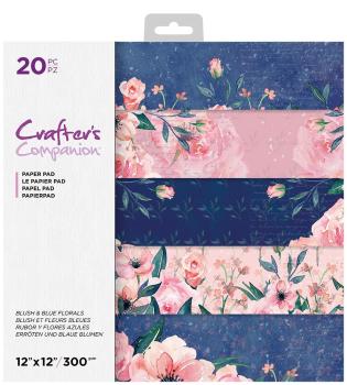 Crafters Companion - Blush & Blue Florals 12x12 Inch Paper Pad - Paper Pack