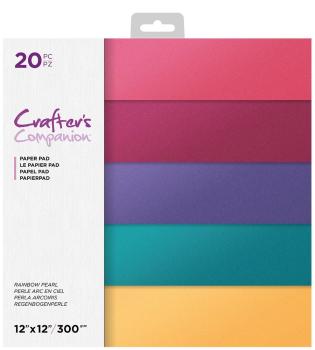 Crafters Companion -Rainbow Pearl 12x12 Inch Pearl Pad - Paper Pack