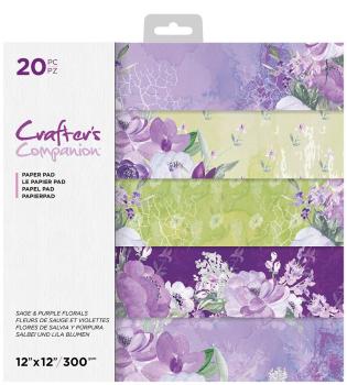 Crafters Companion - Sage & Purple Florals - 12" Paper Pack