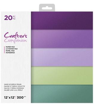 Crafters Companion - Sage & Purple Pearl 12x12 Inch Pearl Pad - Paper Pack