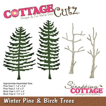 Scrapping Cottage Die - Winter Pine & Birch Trees