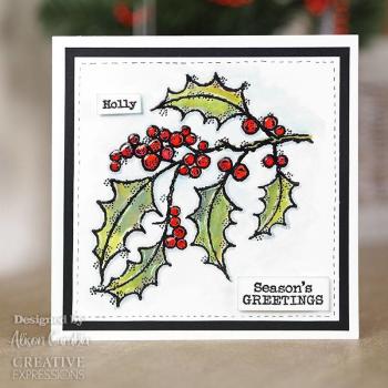 Woodware Holly Spray   Clear Stamps - Stempel 