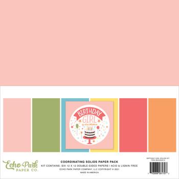 Echo Park "Birthday Girl" 12x12" Coordinating Solids Paper - Cardstock