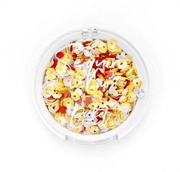 Picket Fence Studios Yellow and Orange Hearts and Flower Sequin Mix - Streuteile
