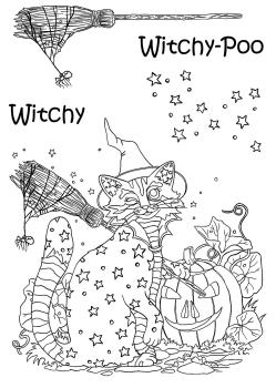 The Card Hut Crazy Cats Witchy Poo  Clear Stamps Stempelset 