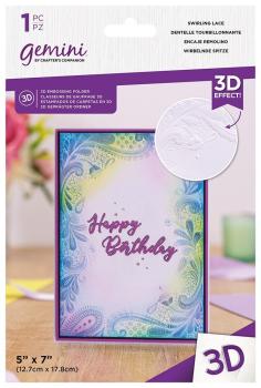 Gemini Swirling Lace 3D Embossing Folder - Prägeschablone - Wirbelde Spitze