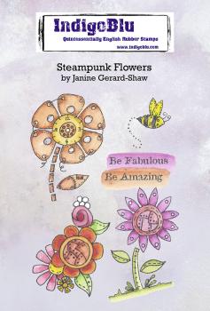IndigoBlu "Steampunk Flowers" A6 Rubber Stamp