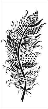 The Crafters Workshop Patchwork Feather   Slimline Stencil - Schablone 4x9"