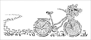 The Crafters Workshop Pretty Bicycle   Slimline Stencil - Schablone 4x9"