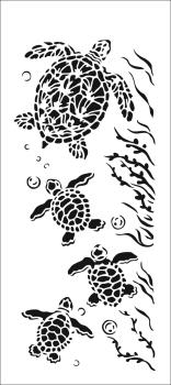 The Crafters Workshop Sea Turtle Family   Slimline Stencil - Schablone 4x9"