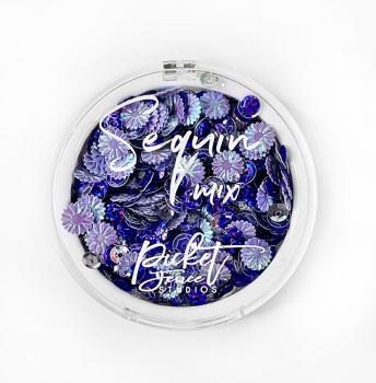 Picket Fence Studios Purple Bottlecap Flowers  Sequin Mix - Streuteile 