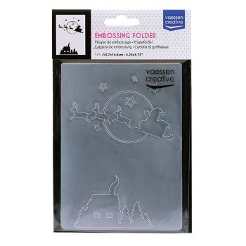 Vaessen Creative - Embossingfolder "Fliegender Schlitten mit Weihnachtsmann" - Prägefolder