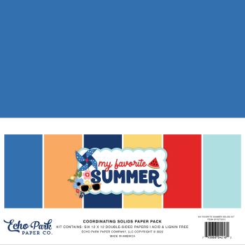 Echo Park "My Favorite Summer" 12x12" Coordinating Solids Paper - Cardstock