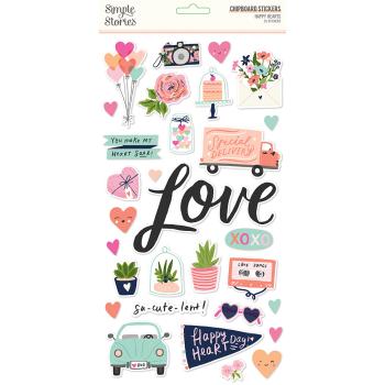 Simple Stories - Stories Happy Hearts - Chipboard Sticker 