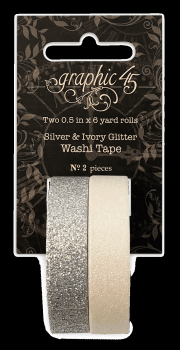 Graphic 45 "Silver & Ivory Glitter Washi Tape" 