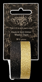 Graphic 45 "Black & Gold Glitter Washi Tape" 