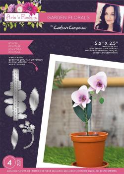 Crafters Companion -Arts 'n Flowers Garden Florals Metal Dies Orchid - Stanze