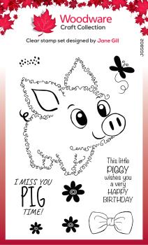 Woodware Fuzzie Friends Pablo The Pig   Clear Stamps - Stempel 