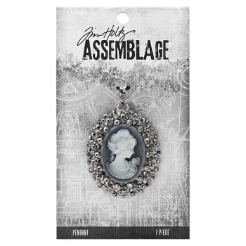 Tim Holtz - Idea Ology " Assemblage Pendant Crystal Cameo" - Metall Charms Madaillon Gemme