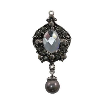Tim Holtz - Idea Ology "Assemblage Pendant Jeweled Pendulous" - Metall Charms mit einem Strassstein