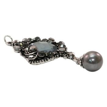 Tim Holtz - Idea Ology "Assemblage Pendant Jeweled Pendulous" - Metall Charms mit einem Strassstein