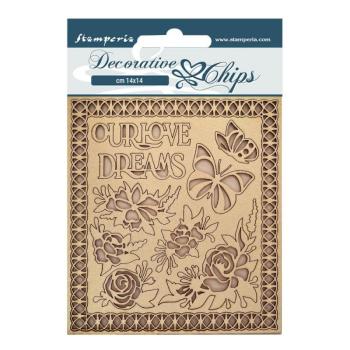 Stamperia "Garden of Promises Our Love, Dreams" Decorative Chips - Holzmotive