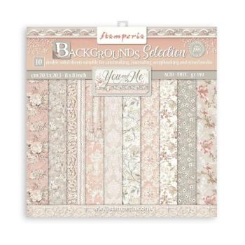 Stamperia "Backgrounds Selection You and Me" 8x8" Paper Pack - Cardstock