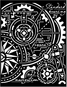 Stamperia Schablone - Stencil " Sir Vagabond Aviator Gears Compass"
