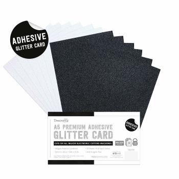 Dovecraft Adhesive Glitter Sheets Black & White A5