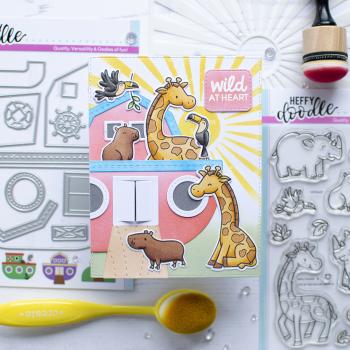 Heffy Doodle Two By Two Safari Animals   Clear Stamps - Stempel 