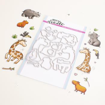 Heffy Doodle Two By Two Safari Animals  Cutting Dies - Stanze