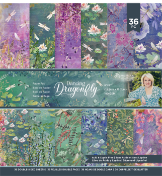 Crafters Companion -Dancing Dragonfly - 6" Paper Pack