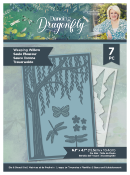 Crafters Companion -Dancing Dragonfly Metal Die & Stencil Weeping Will - Stanze & Stencil