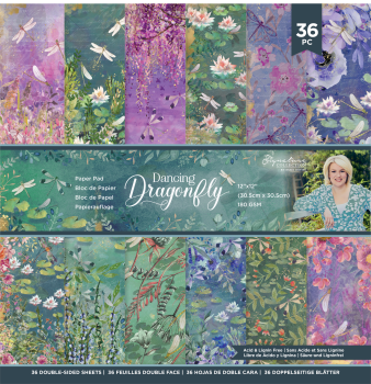 Crafters Companion -Dancing Dragonfly - 12" Paper Pack
