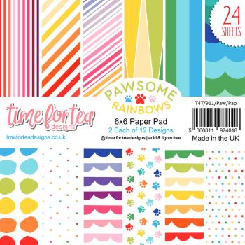 Time For Tea 6x6 Paper Pack Designs Pawsome Rainbows 