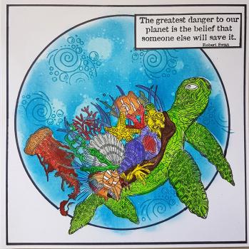 IndigoBlu "Sea Turtle and Seahorse" A5 Rubber Stamp
