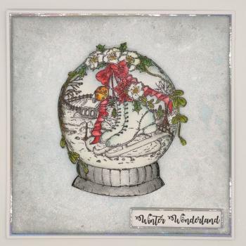 IndigoBlu "Skates Snowglobe" A6 Rubber Stamp
