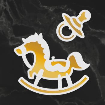 Couture Creations Cut, Foil & Emboss Die "Horse & Pacifier Silhouette Mini"