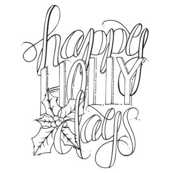 Spellbinders Cling Stamp - "Happy Holly Days" - Gummistempel
