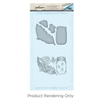 Spellbinders Stempel & Stanzset "Feather Fireflies Stamp And Die Set"