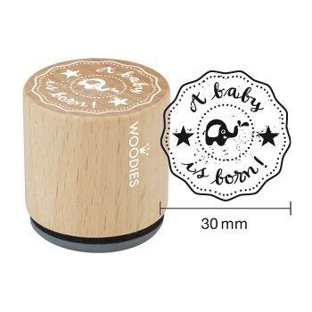 Woodies-  A baby is born  - Rubber Stamp 