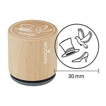 Woodies- Cylinder Dove Wedding Shoe - Rubber Stamp 