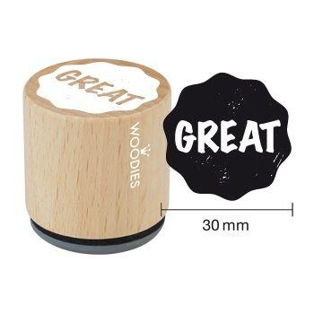 Woodies- Great - Rubber Stamp 