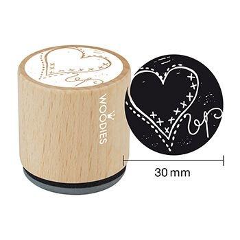 Woodies- Heart - Rubber Stamp 